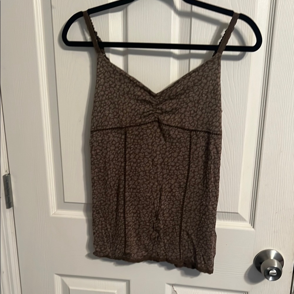 Old Navy Brown and Black Fitted Camisole with Tie Front